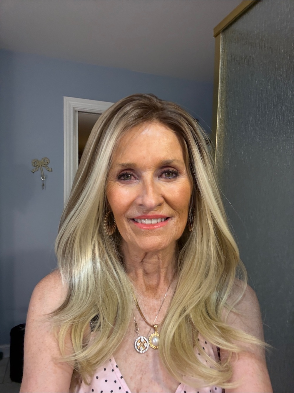 Blonde  lace front Long Layered Women’s Wig - Natural Blonde. Worn for pics only